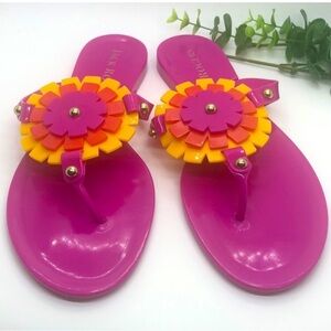 Jack Rogers Bella Jelly Pink Floral sandals thongs size 6